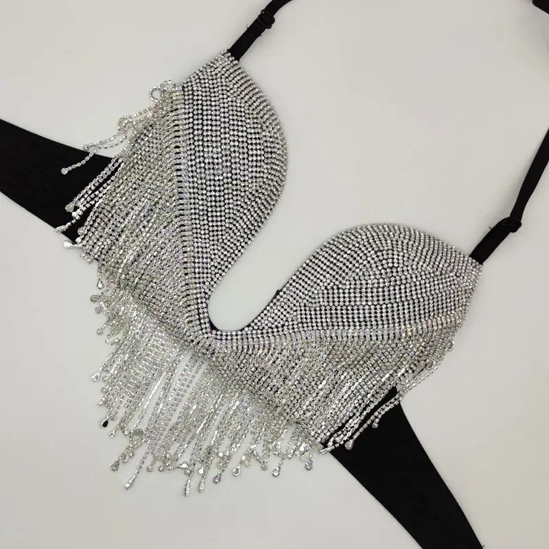 The Stardust Dream Tassel Bikini – Luxury Rhinestone Fringe Showgirl Set