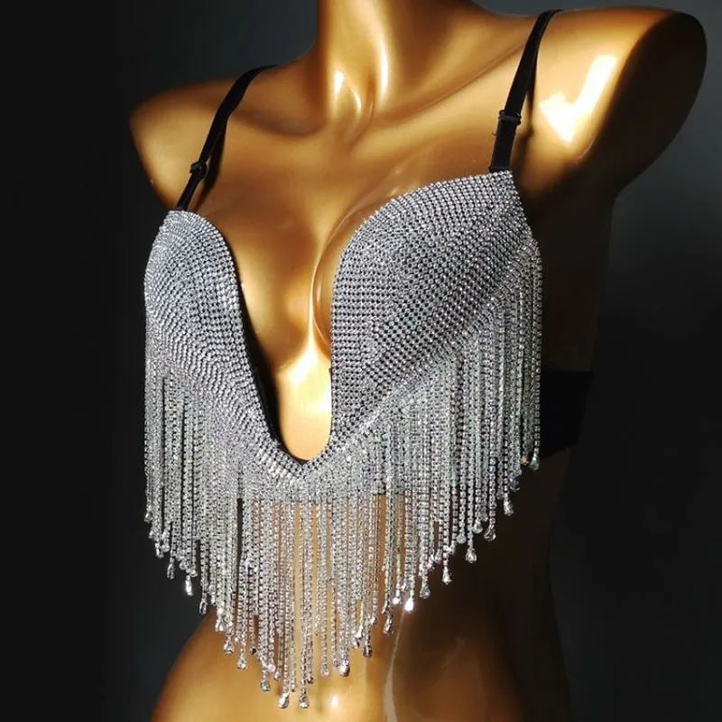 The Stardust Dream Tassel Bikini – Luxury Rhinestone Fringe Showgirl Set