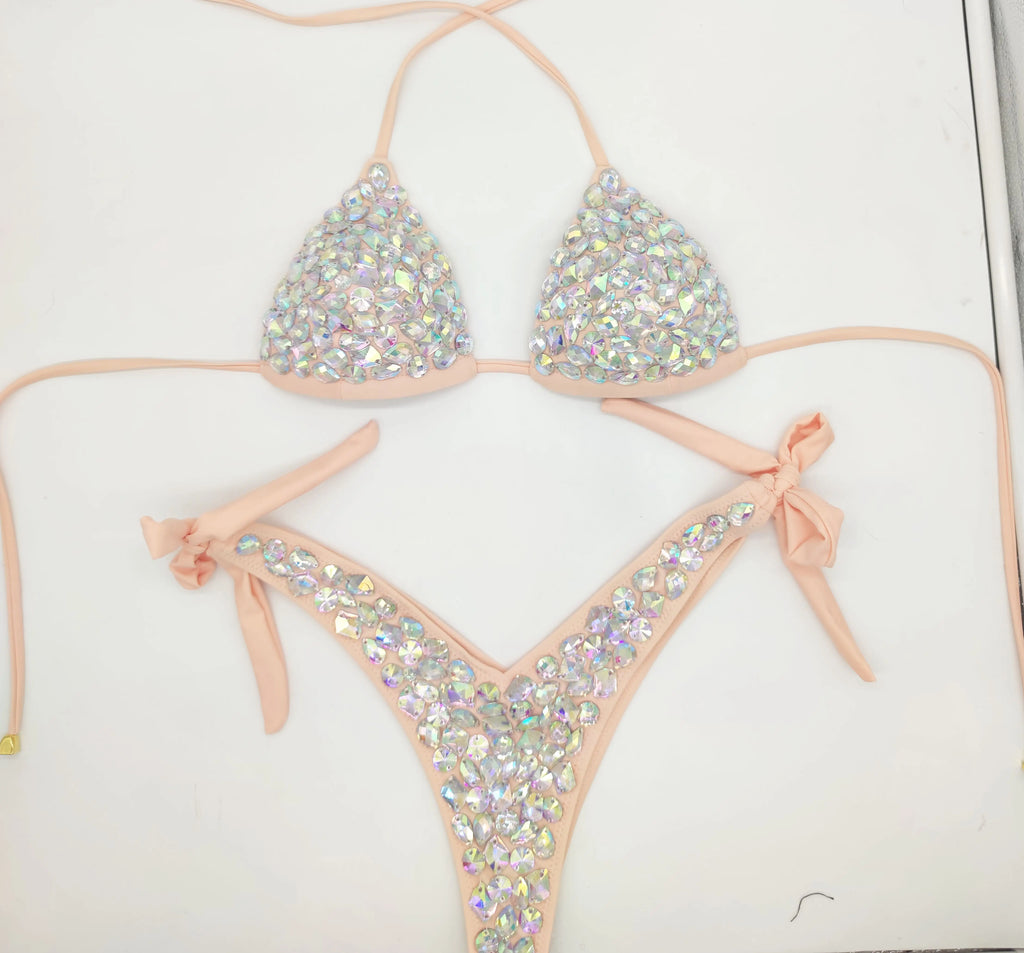 Strappy Rhinestone Bandage Set – Exotic Crystal Cross-Wrap & Bling Suit for Luxury Parties