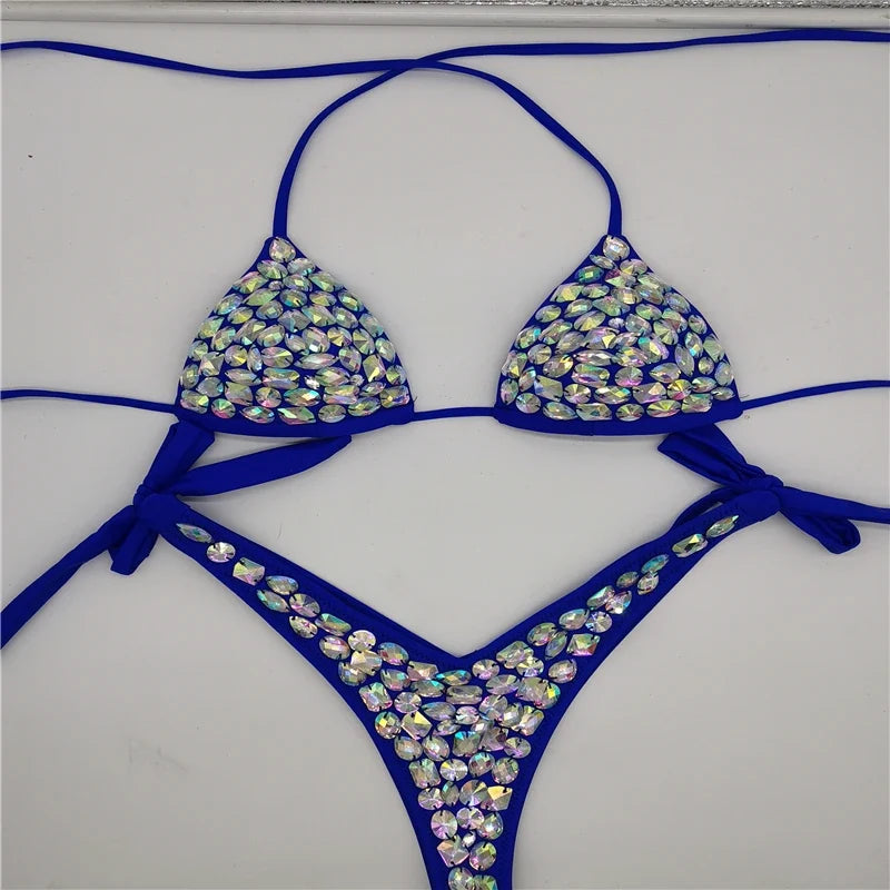 Strappy Rhinestone Bandage Set – Exotic Crystal Cross-Wrap & Bling Suit for Luxury Parties