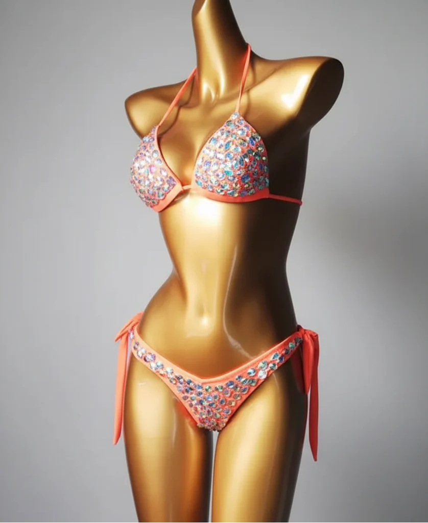 Strappy Rhinestone Bandage Set – Exotic Crystal Cross-Wrap & Bling Suit for Luxury Parties