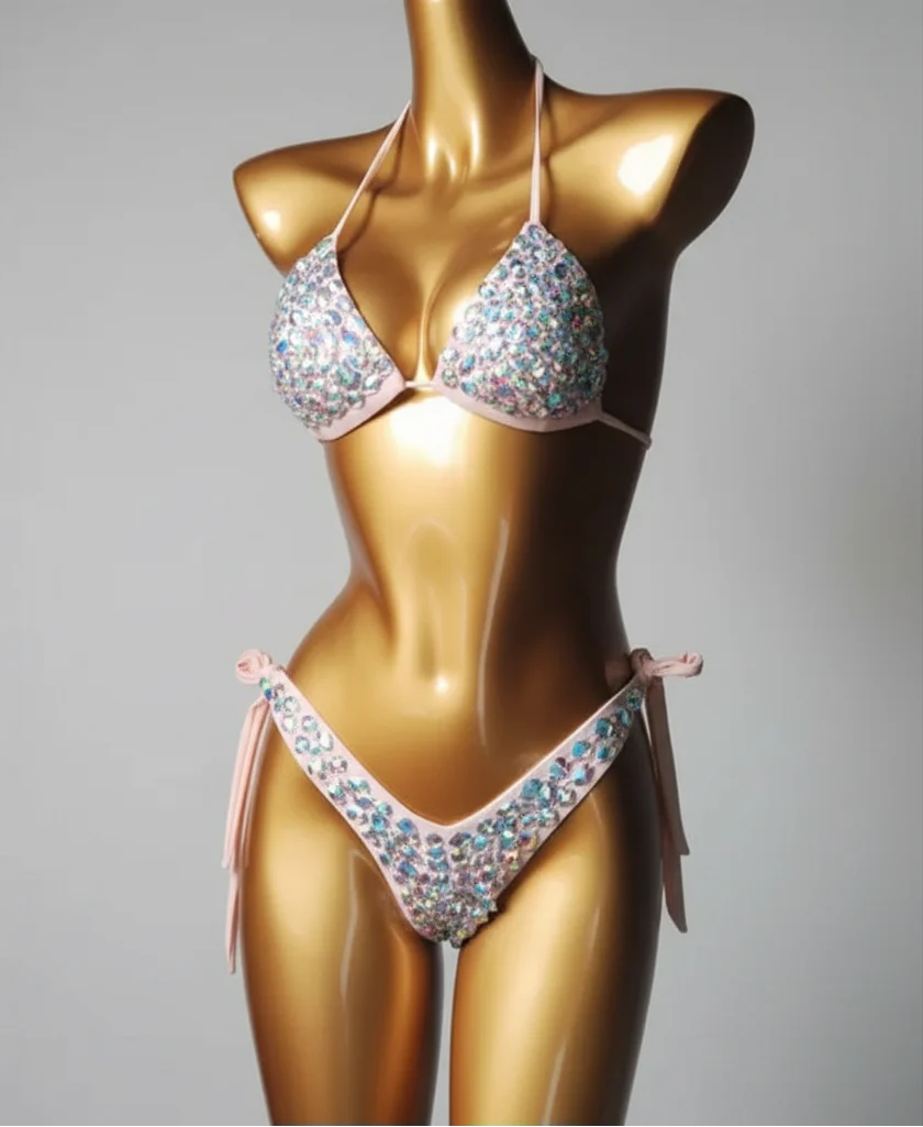 Strappy Rhinestone Bandage Set – Exotic Crystal Cross-Wrap & Bling Suit for Luxury Parties