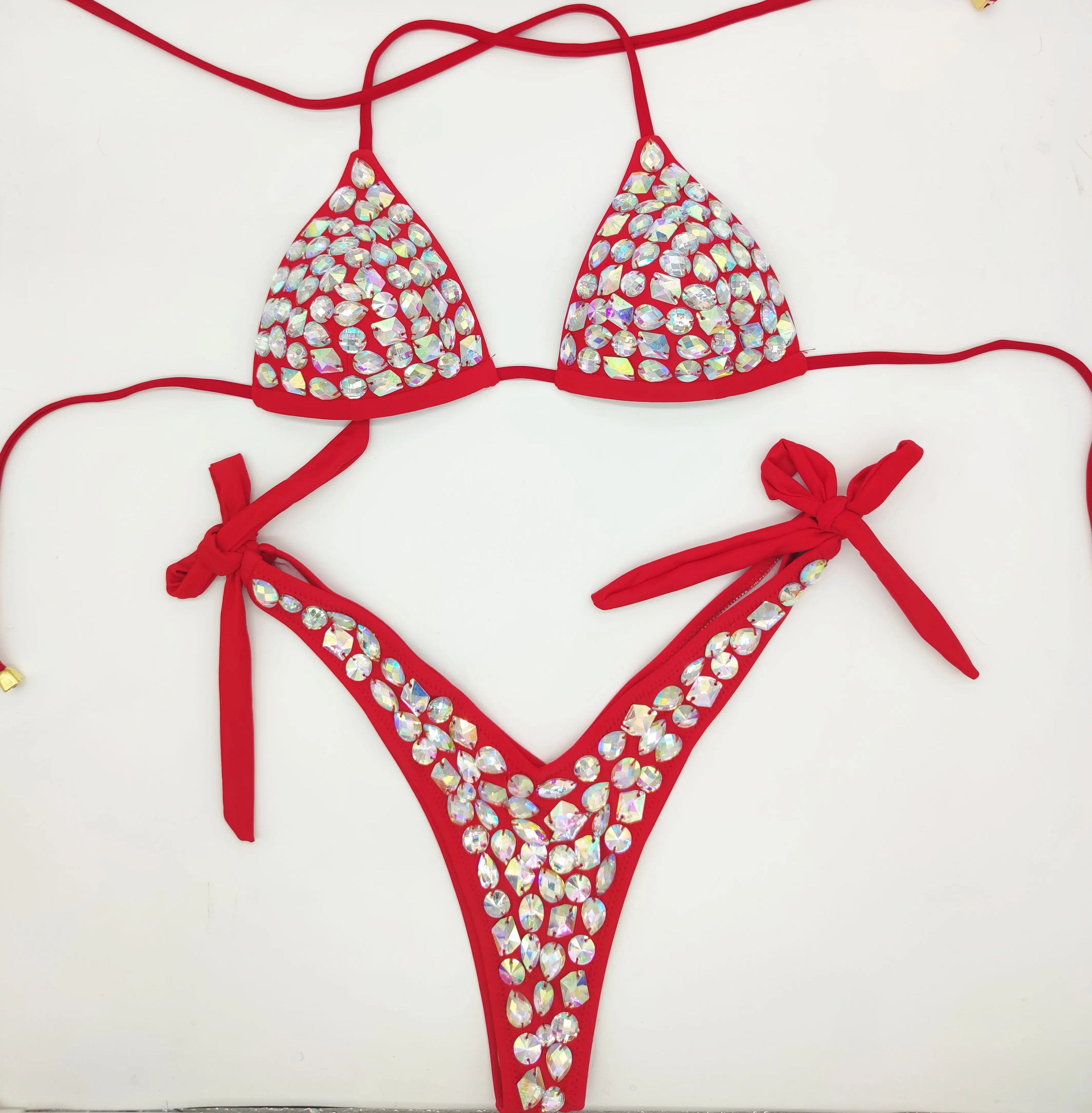 Strappy Rhinestone Bandage Set – Exotic Crystal Cross-Wrap & Bling Suit for Luxury Parties